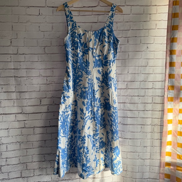a new day Dresses & Skirts - A New Day White and Blue‎ Floral Midi Dress